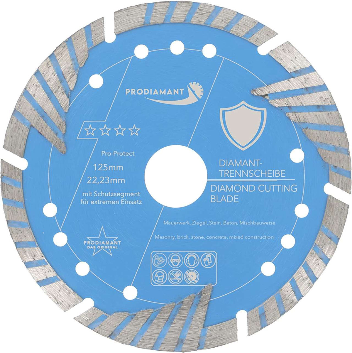 Diamanttrennscheibe mit Schutzsegmenten für universellen Einsatz ProProtect 135 mm (Bohrung 30 mm, FUBAG) – Produktansicht
