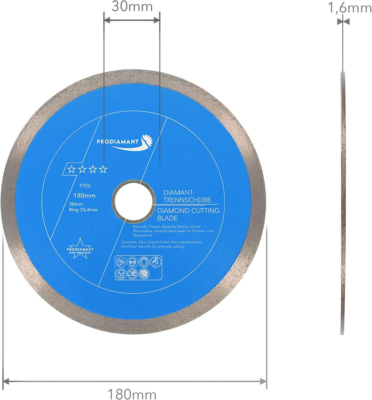 Diamanttrennscheibe Fliese, Feinsteinzeug Premium Rondo F702