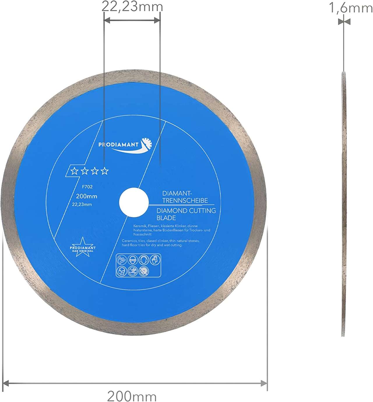 Diamanttrennscheibe Fliese, Feinsteinzeug Premium Rondo F702
