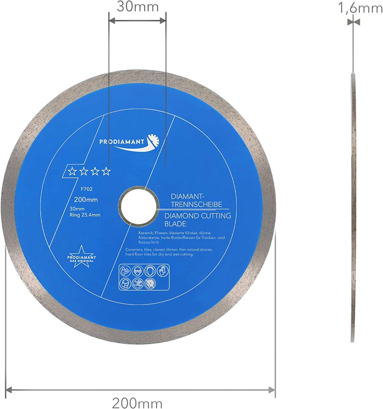 Diamanttrennscheibe Fliese, Feinsteinzeug Premium Rondo F702