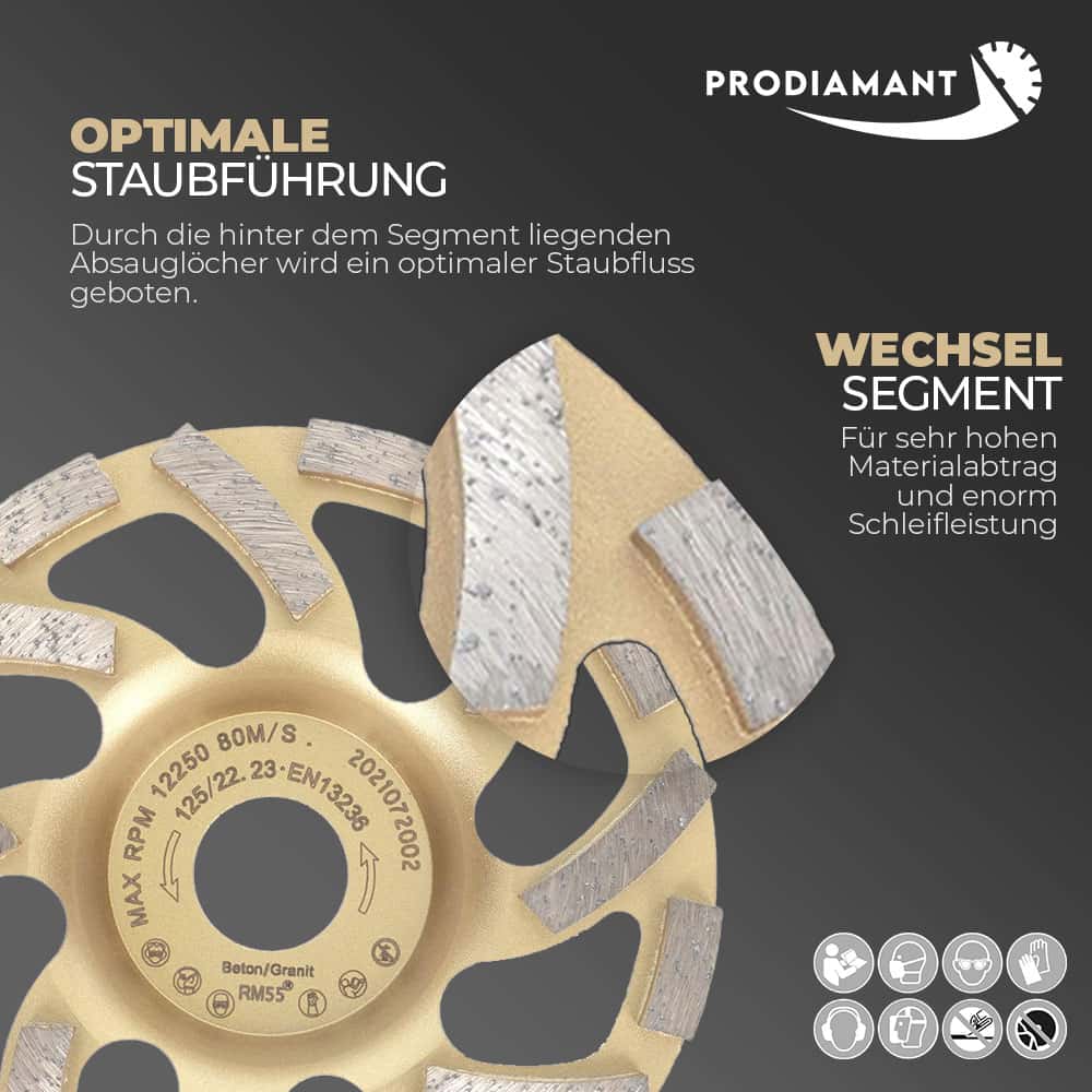Diamantschleiftopf für Beton, Granit ST81 Turbo