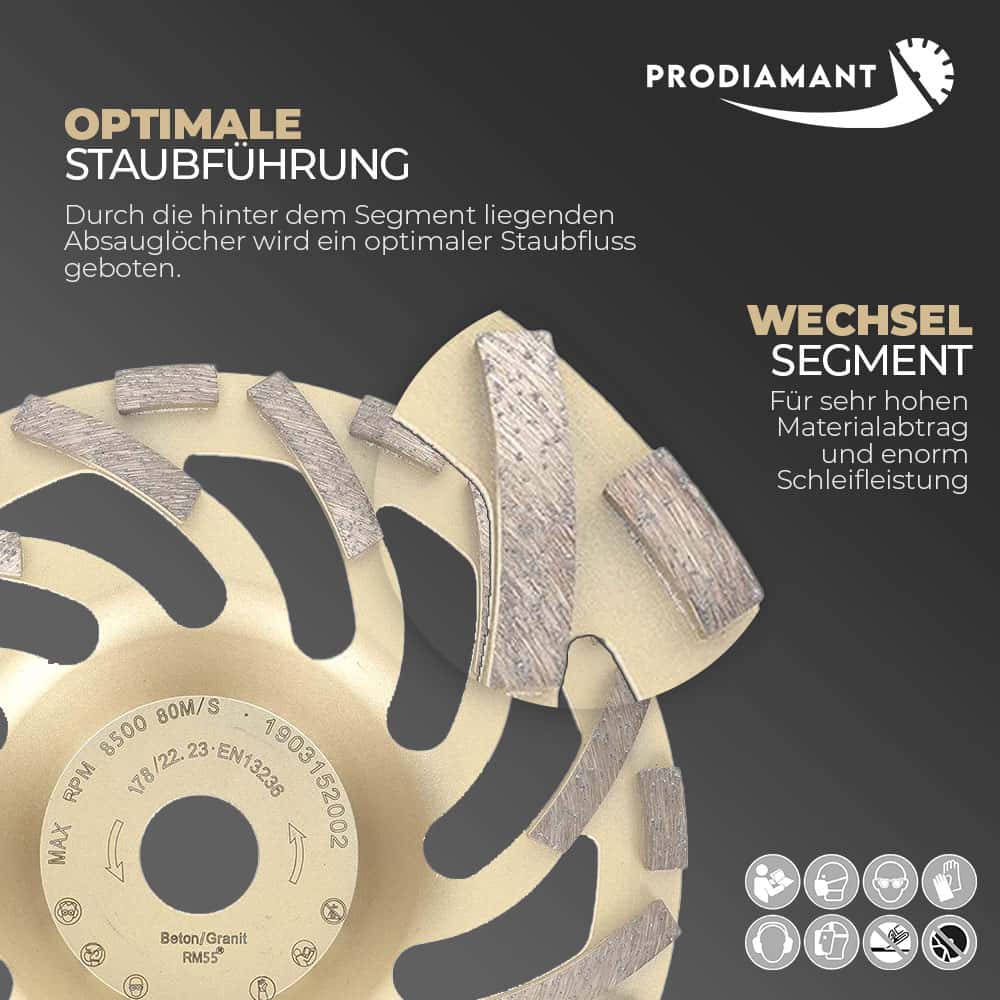 Diamantschleiftopf für Beton, Granit ST81 Turbo