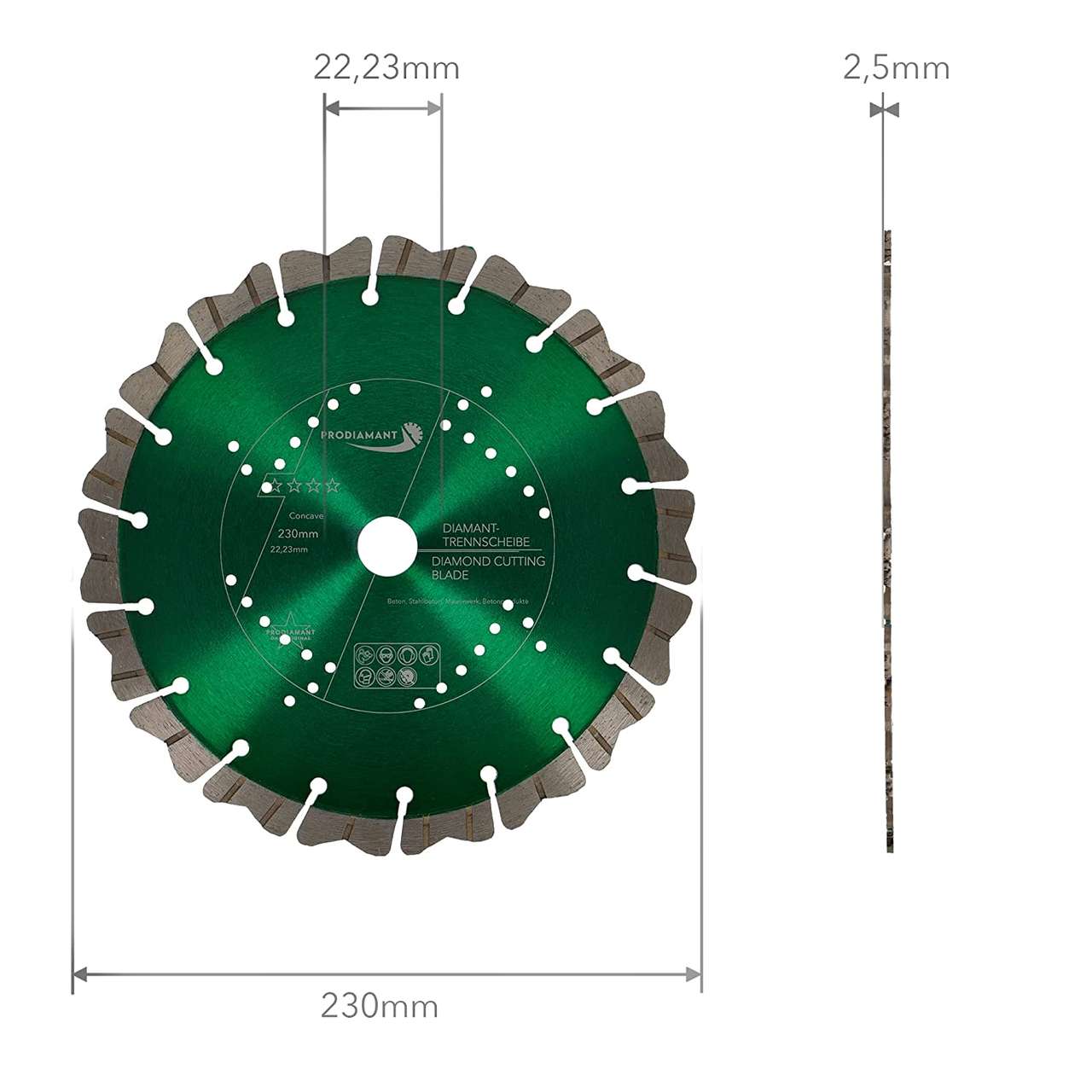 Diamanttrennscheibe für Stein, Beton Turbo Concave