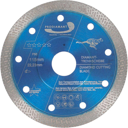 Im Set enthalten: Diamanttrennscheibe Fliese, Feinsteinzeug F50 (125 mm)