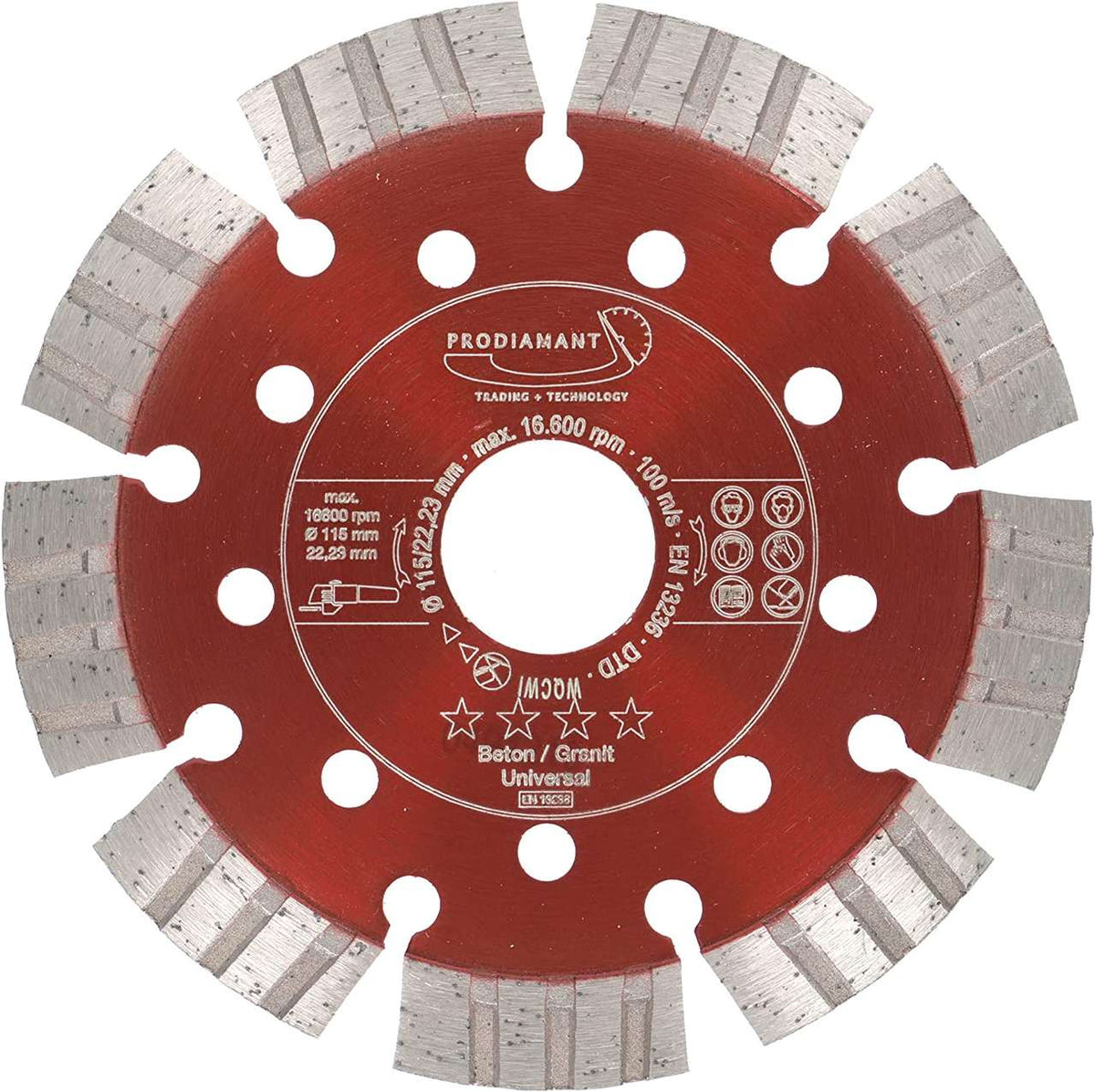 Diamanttrennscheibe Beton, Universal Pro15 115 mm, Bohrung 22,23 mm – Produktansicht