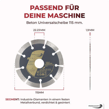 Diamanttrennscheibe Beton, Stein, Ziegel, universal