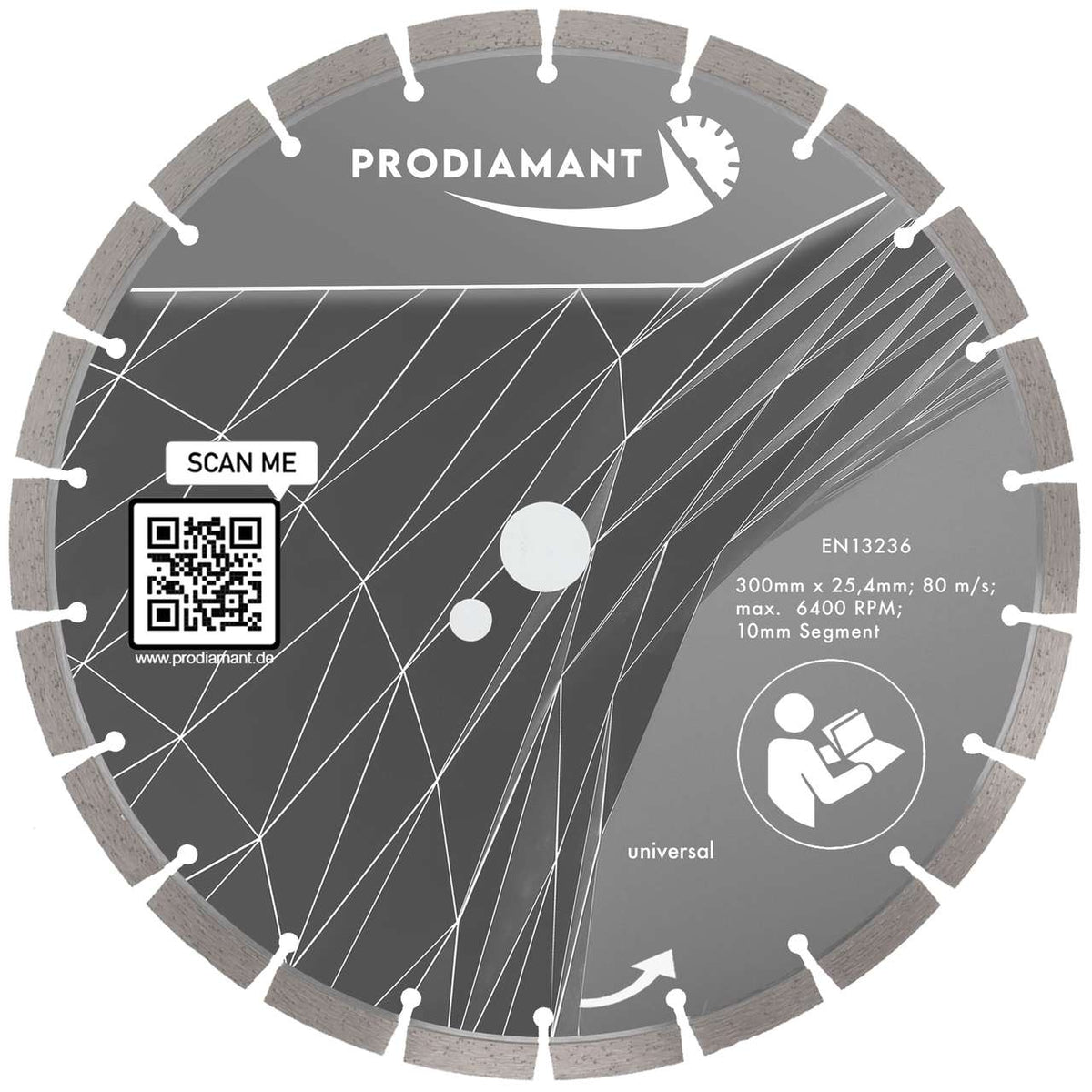 Diamanttrennscheibe Beton, universal 300 mm, Bohrung 25,4 mm – Produktansicht