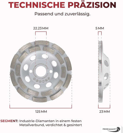 Diamantschleiftopf 125mm Beton - Premium Betonschleifer für professionelle Anwendungen