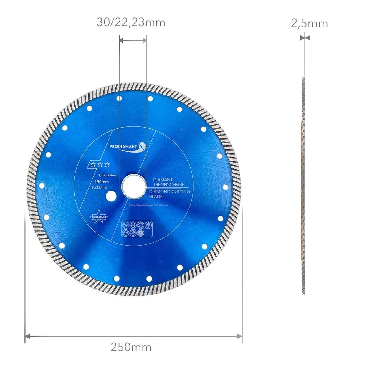 Diamant-Trennscheibe Beton Turbo 250mm x 30/25,4mm