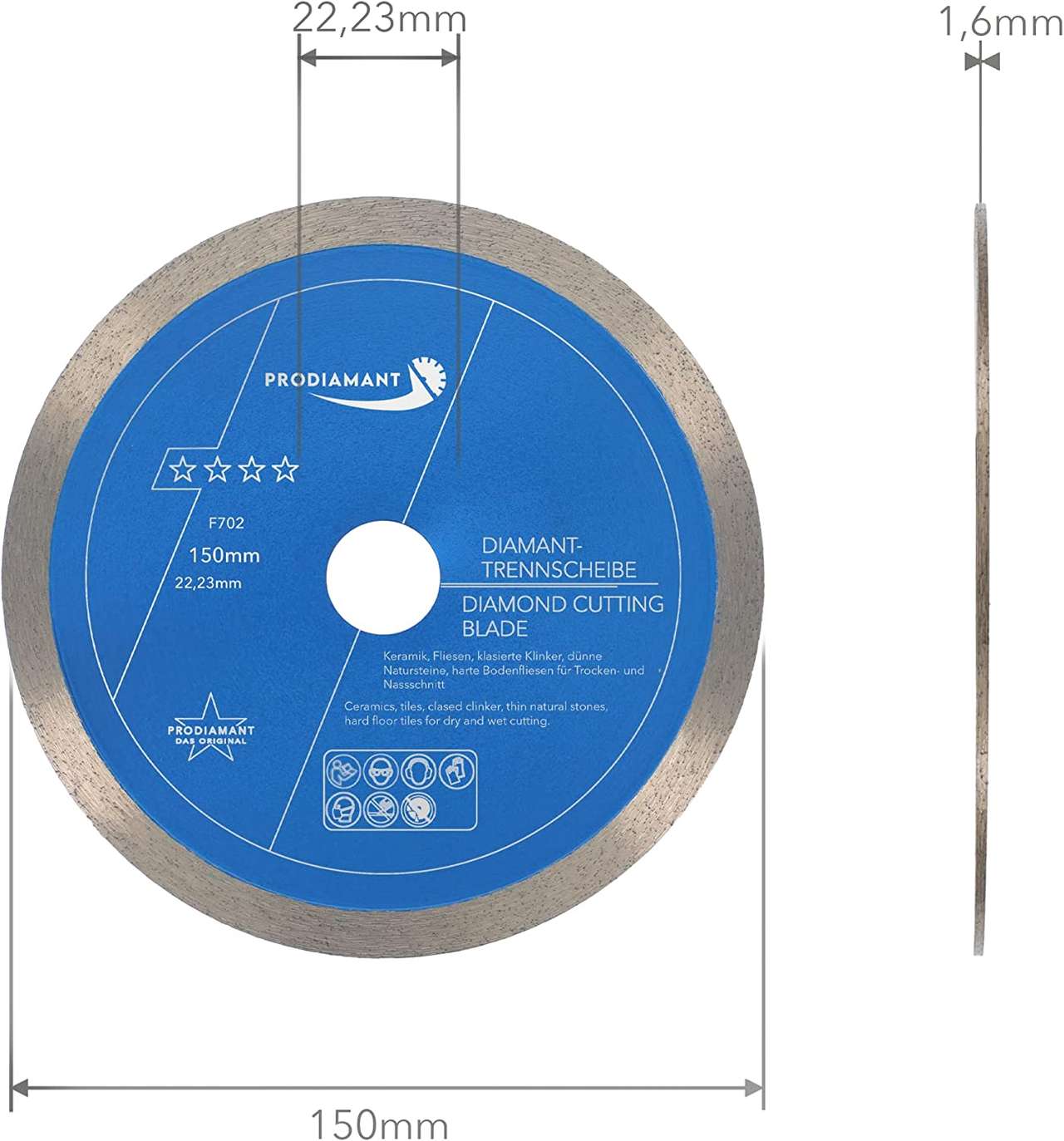 Diamanttrennscheibe Fliese, Feinsteinzeug Premium Rondo F702
