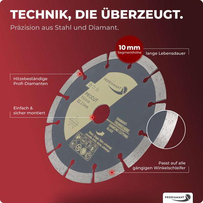 Diamanttrennscheibe Beton, Stein, Ziegel, universal