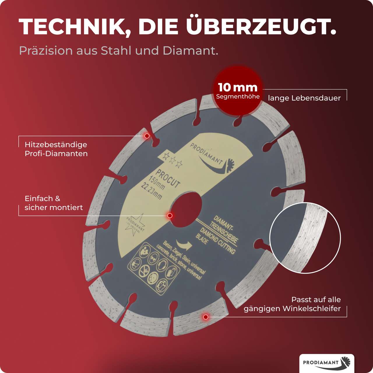 2x Diamanttrennscheibe Beton, Stein, Ziegel, universal