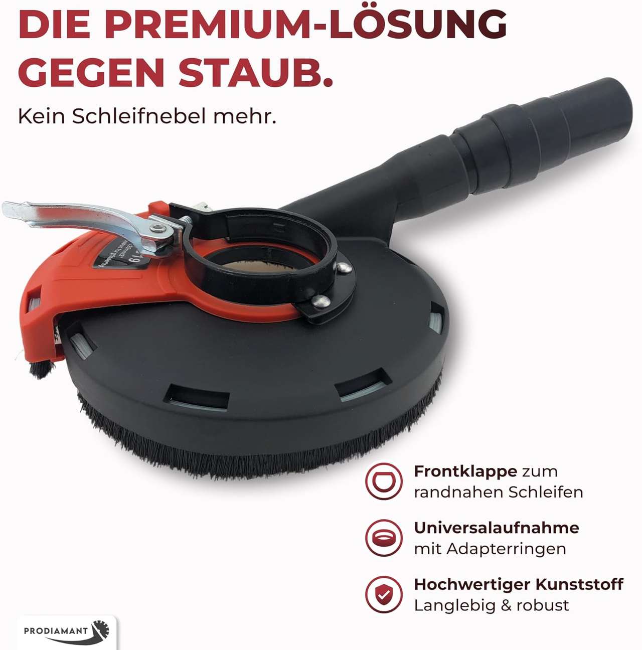 Absaughaube für 125mm Winkelschleifer Set mit Diamantschleiftopf & Staubabsaugung