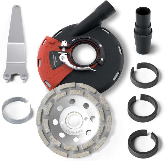 Absaughaube für 125mm Winkelschleifer Set mit Diamantschleiftopf & Staubabsaugung
