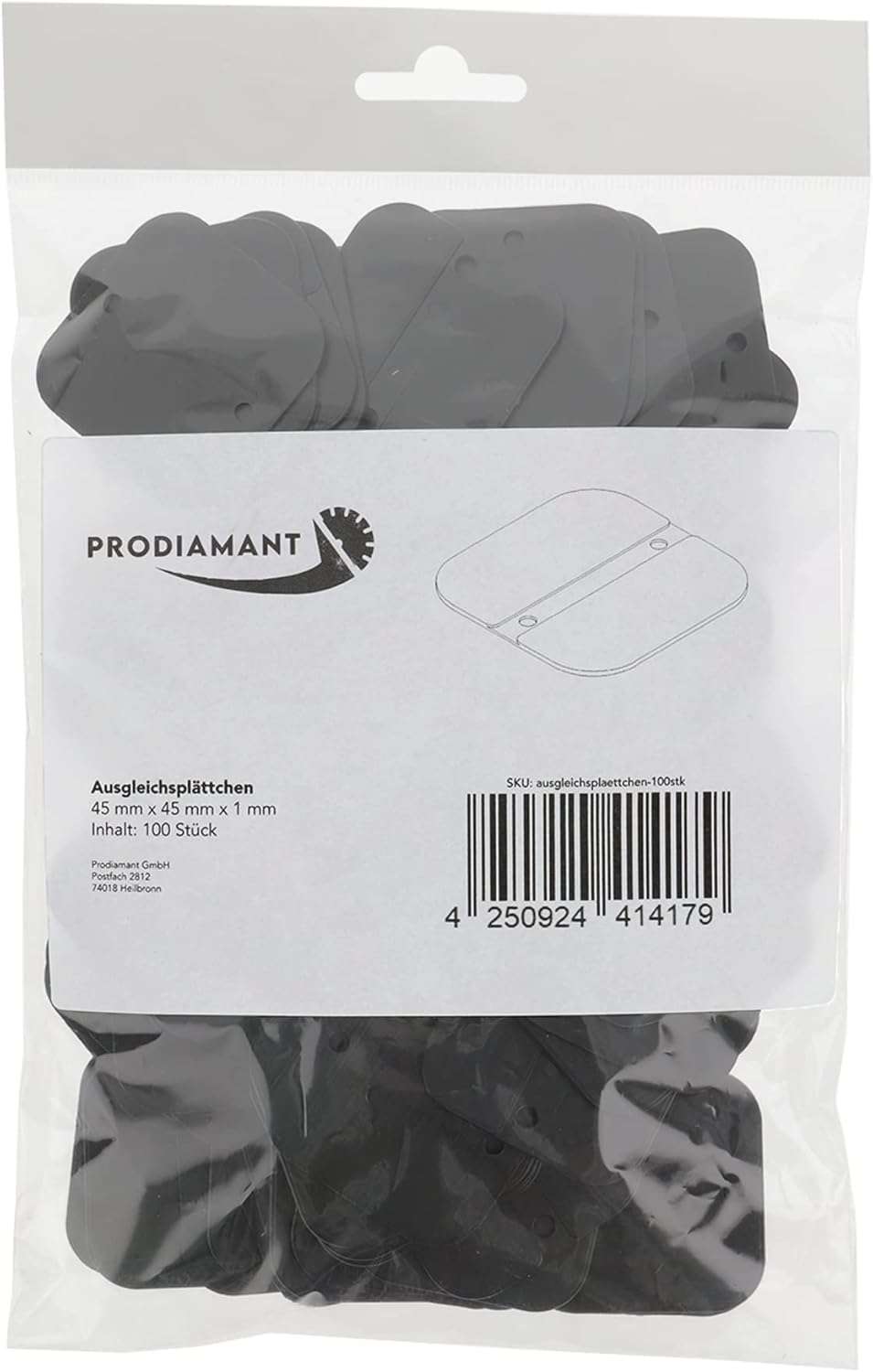 Ausgleichsplättchen 1mm für Terrassenlager | 100 Stück | 45x45mm | Kunststoff | Made in Germany