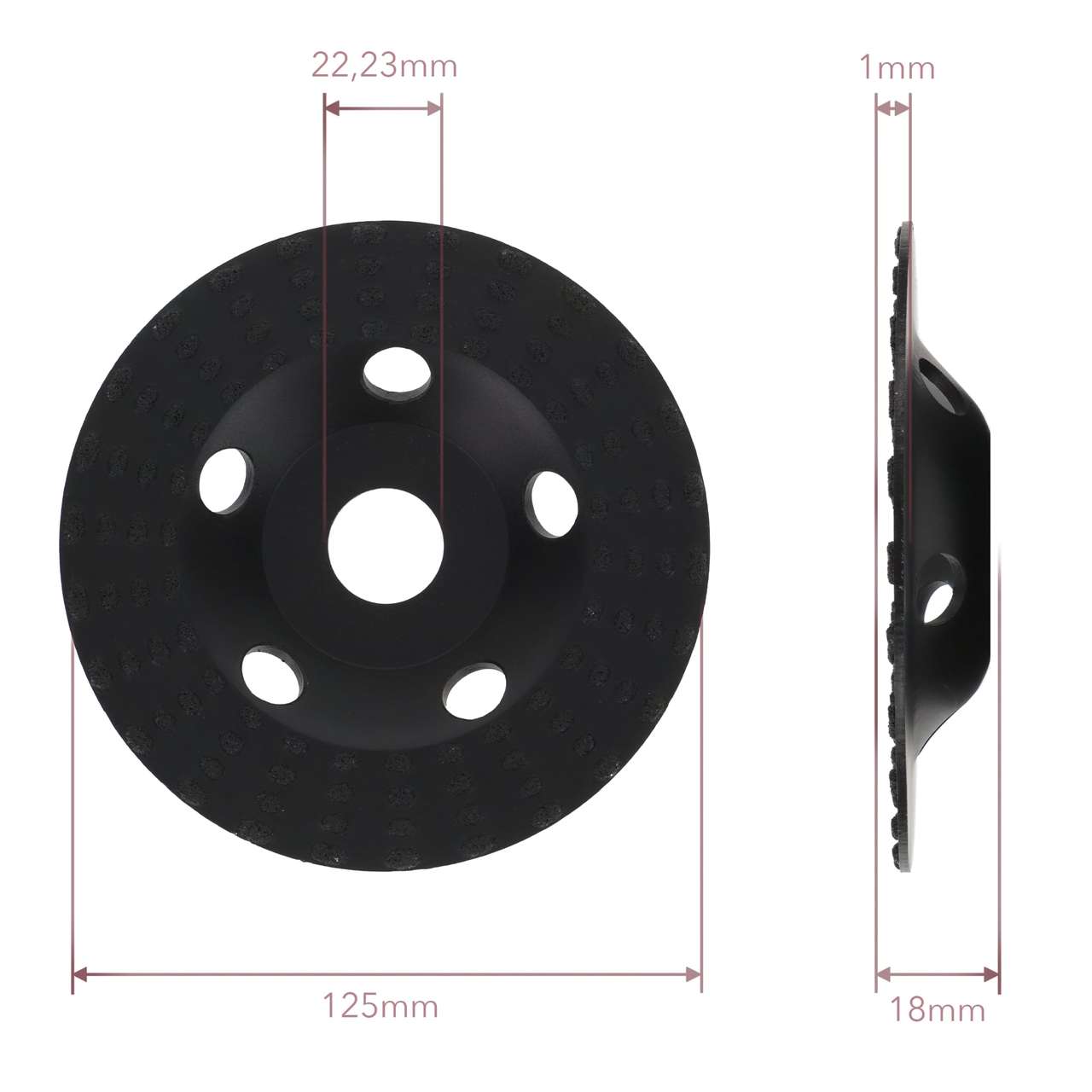 Diamantschleiftopf 125mm x 22,2mm für Beschichtungen, Betonfarbe, Fassadenfarbe und Farbreste