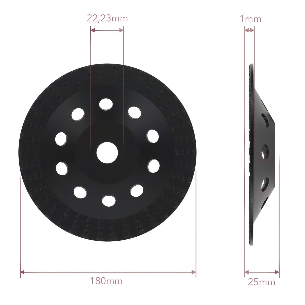 Diamantschleiftopf 180mm x 22,2mm für Beschichtungen, Betonfarbe, Fassadenfarbe und Farbreste