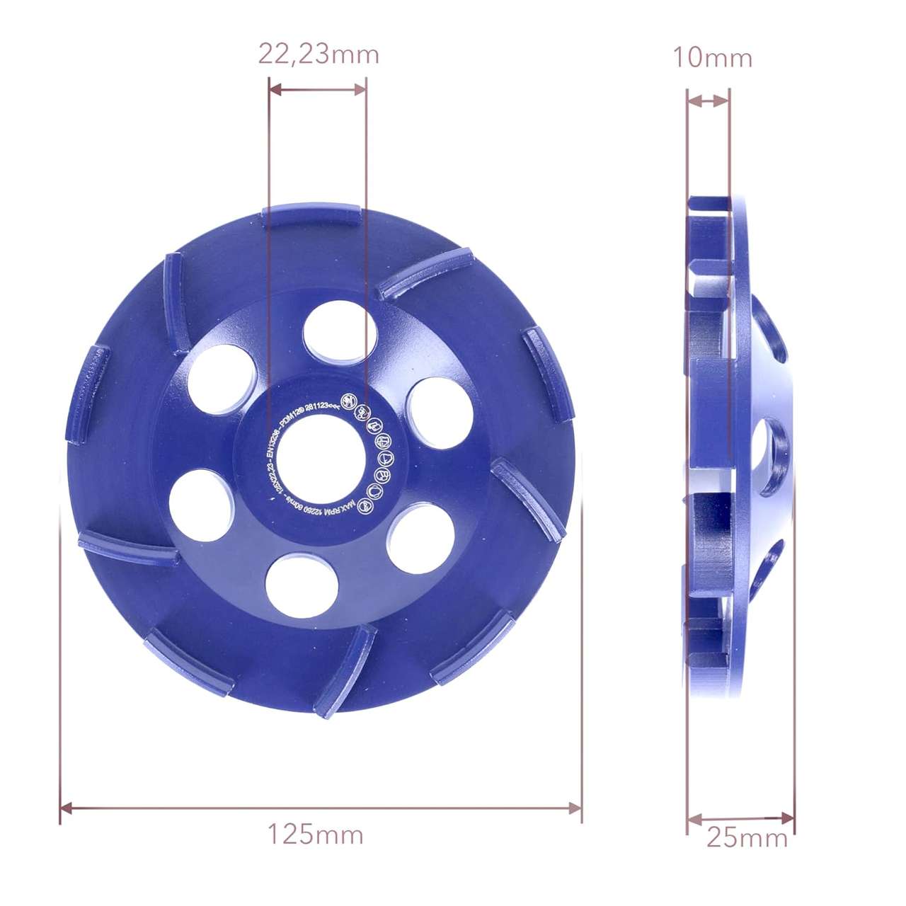 Diamant Schleiftopf 125mm Dach-Segmentiert ST51 für Beton mit sehr hohem Abtrag