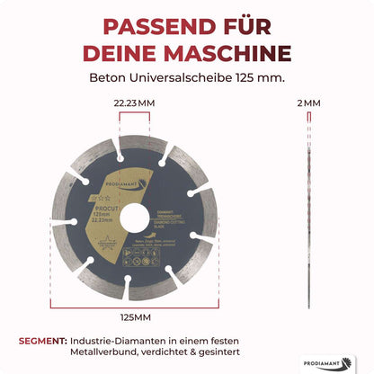 Diamanttrennscheibe Beton, Stein, Ziegel, universal