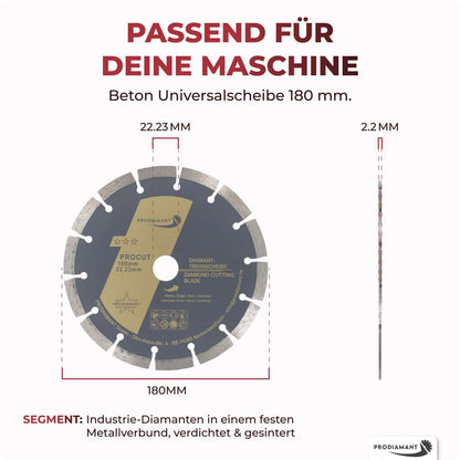 Diamanttrennscheibe Beton, Stein, Ziegel, universal