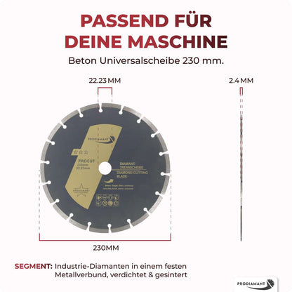 Diamanttrennscheibe Beton, Stein, Ziegel, universal