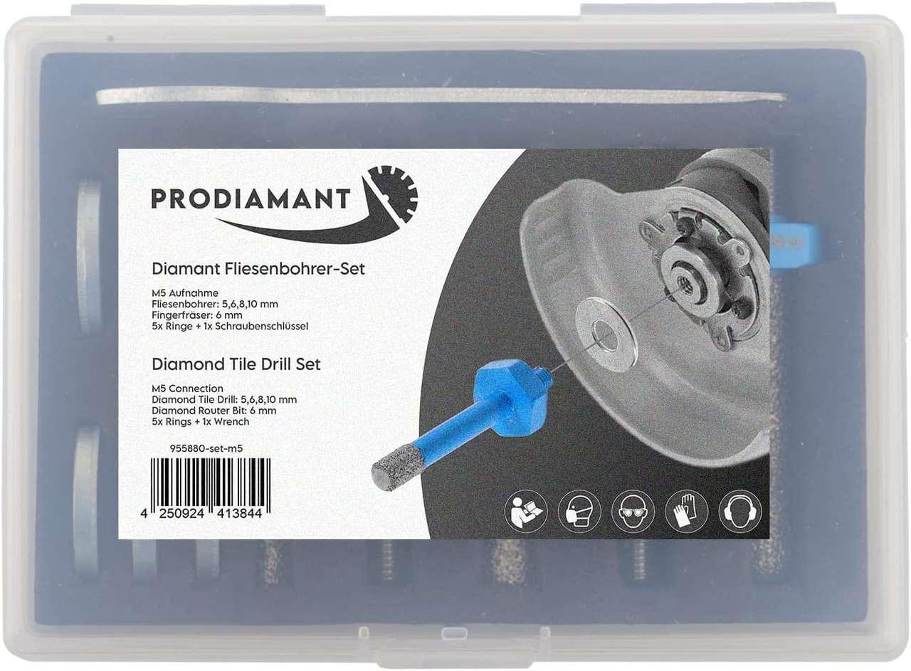 Fliesenbohrer Set 5tlg ø 5-10mm für 75mm (76mm) Akku Winkelschleifer