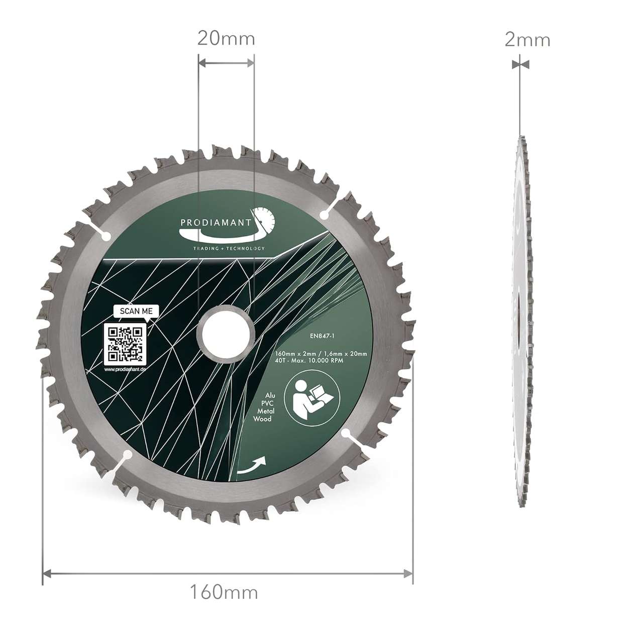 Kreissägeblatt für Holz, Metall & Alu mit HM TCT Zähnen