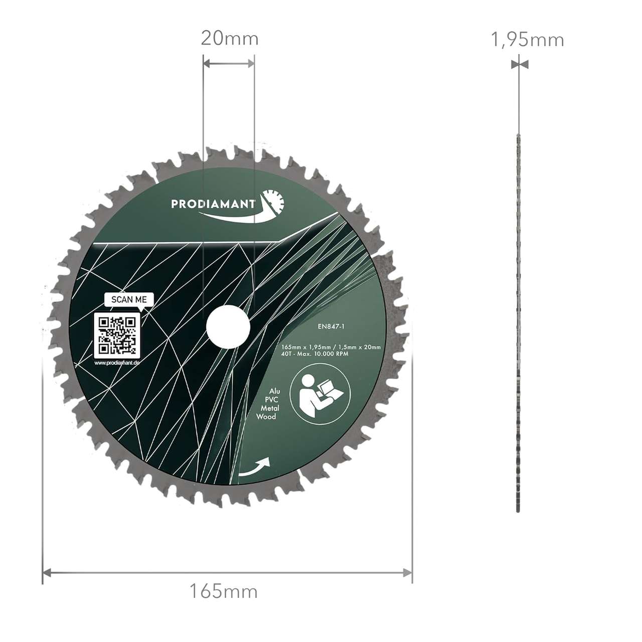 Kreissägeblatt für Holz, Metall & Alu mit HM TCT Zähnen