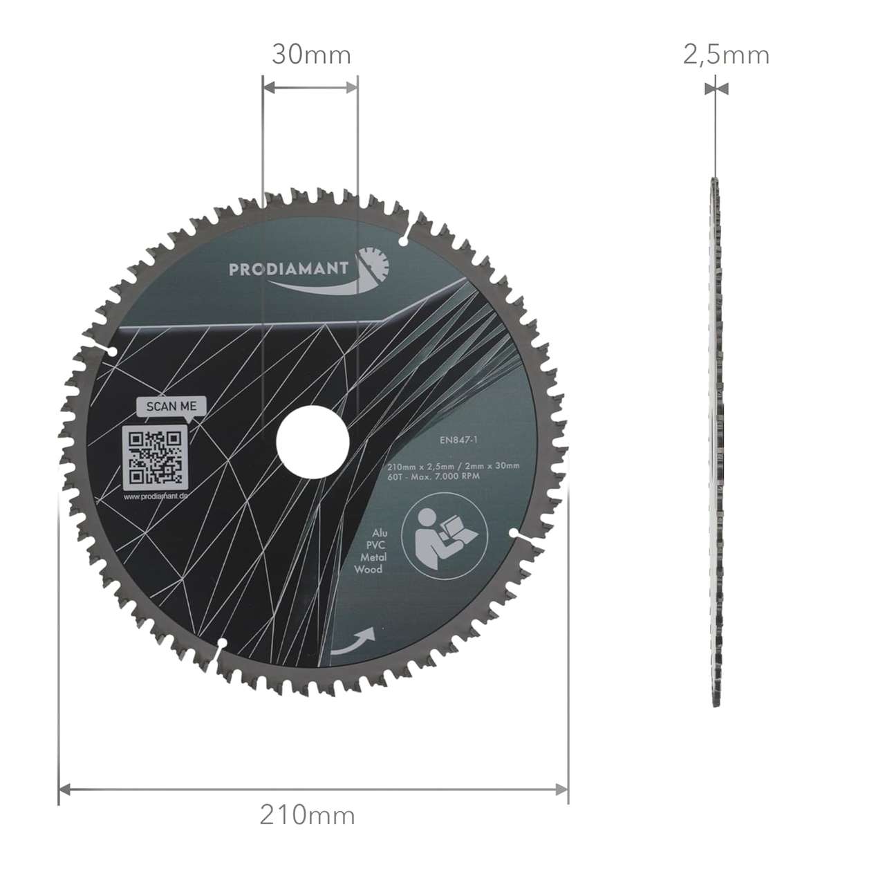 Kreissägeblatt für Holz, Metall & Alu mit HM TCT Zähnen
