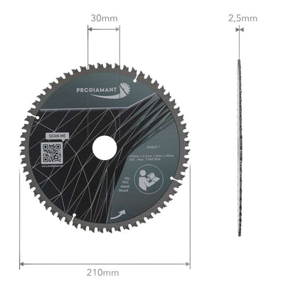 Kreissägeblatt für Holz, Metall & Alu mit HM TCT Zähnen