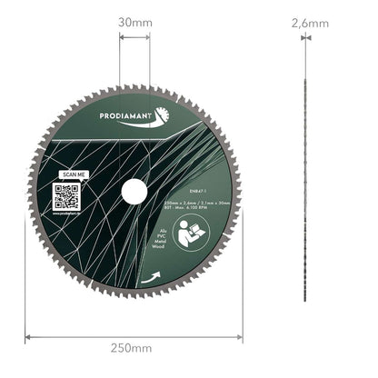 Kreissägeblatt für Holz, Metall & Alu mit HM TCT Zähnen