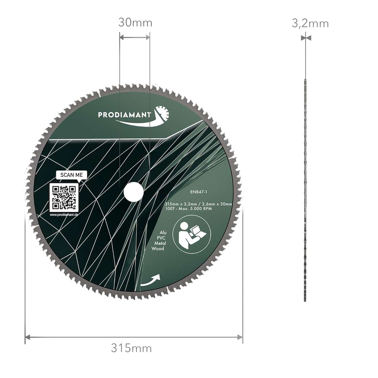 Kreissägeblatt für Holz, Metall & Alu mit HM TCT Zähnen