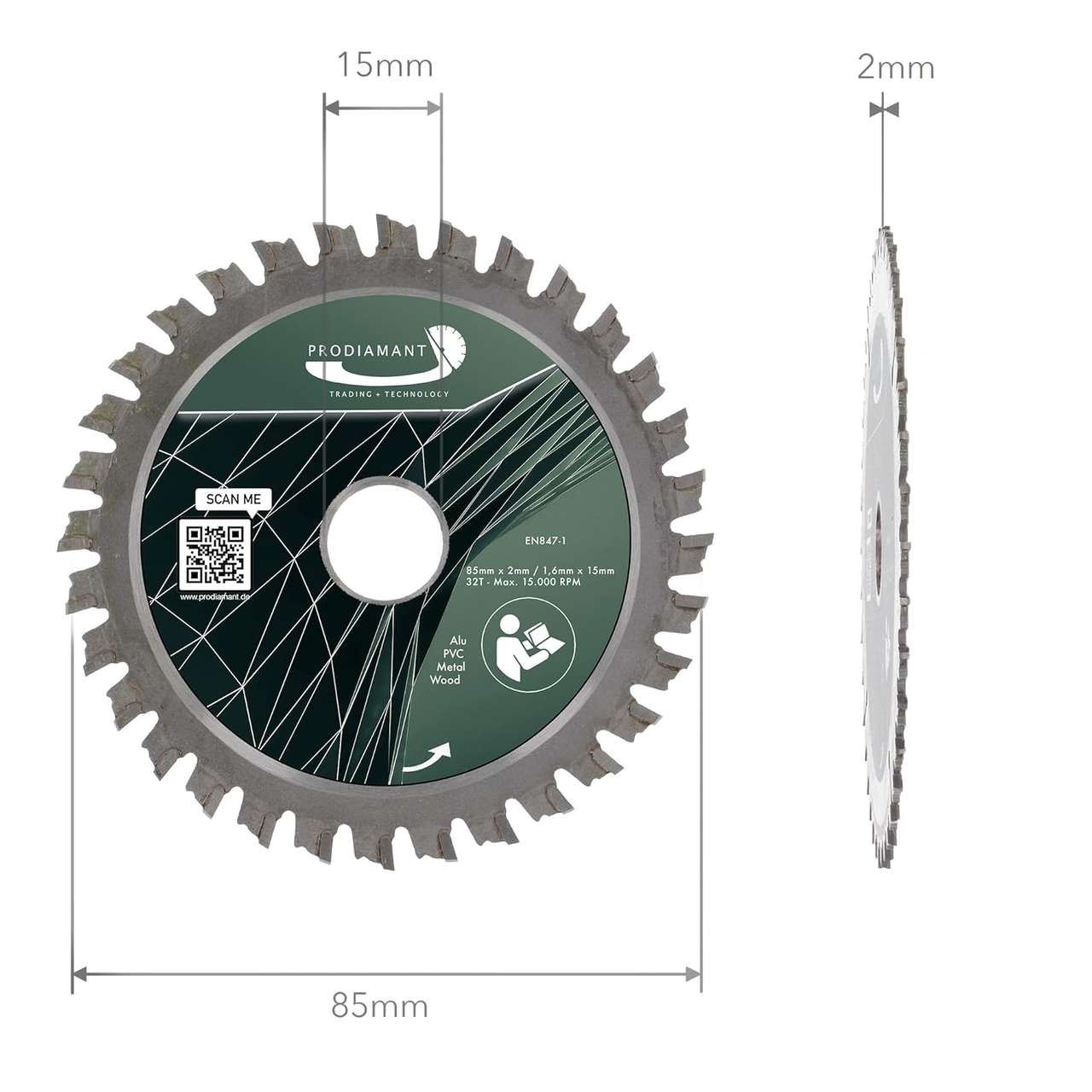 Kreissägeblatt für Holz, Metall & Alu mit HM TCT Zähnen