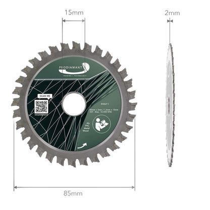 Kreissägeblatt für Holz, Metall & Alu mit HM TCT Zähnen